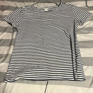 White and navy blue striped shirt